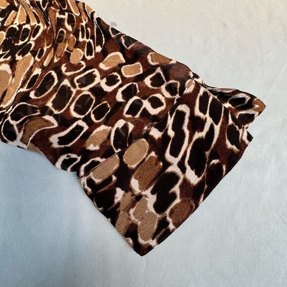 Chico's Silk Animal Print Sheer Tunic Shirt & Tank Boho Set Women XL Brown Black - Picture 7 of 14